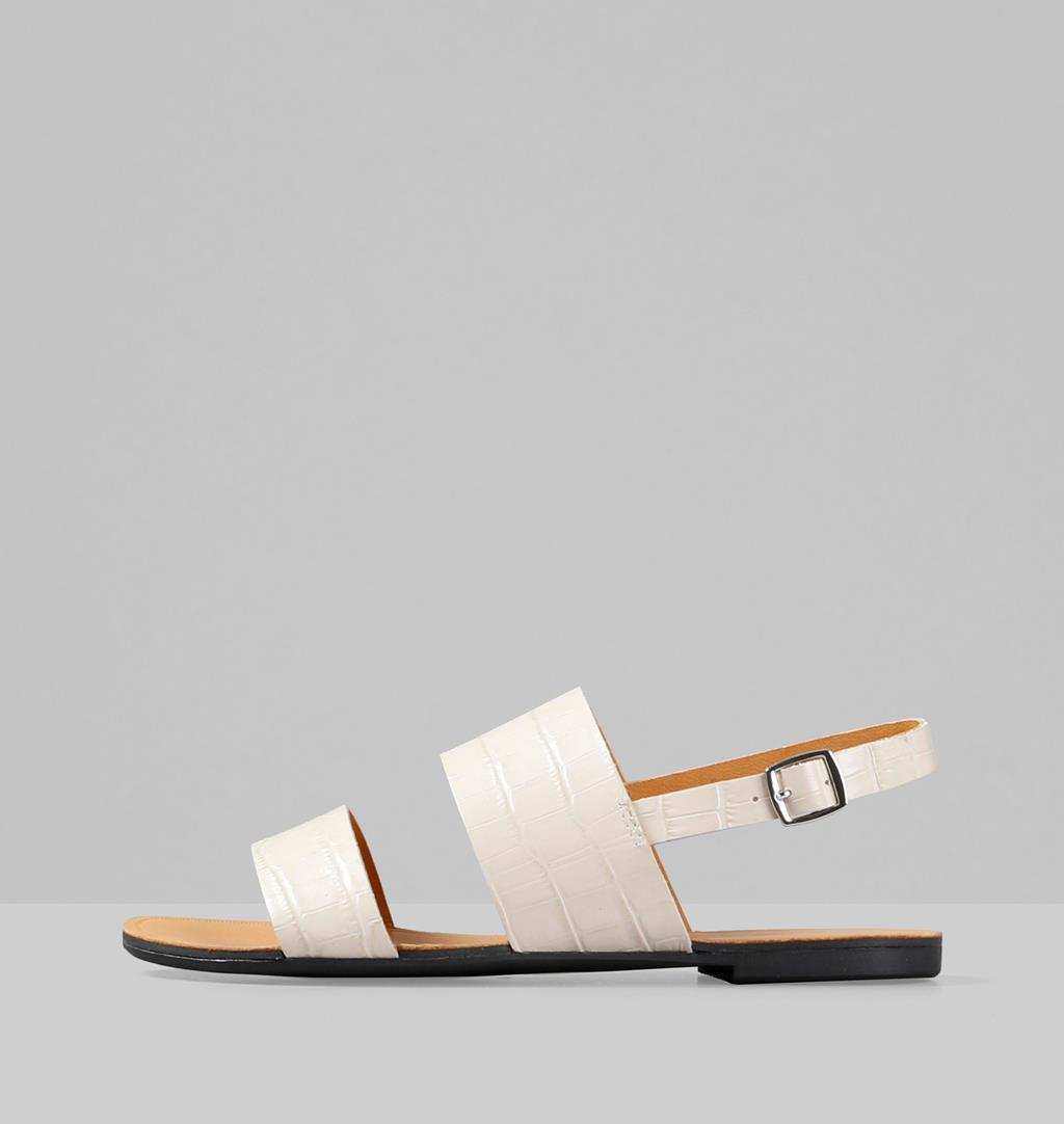 Tia Embossed leather Sandals - White 
