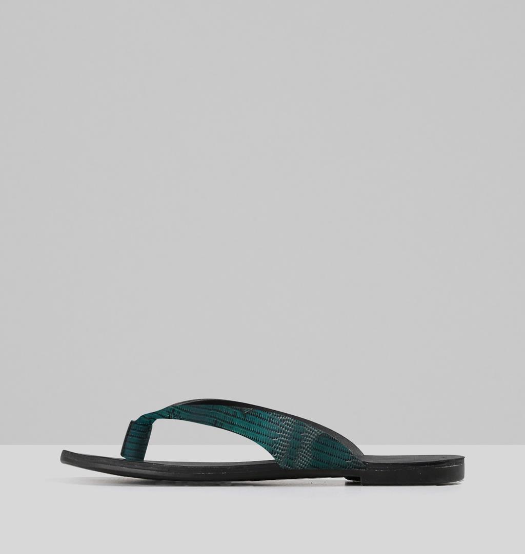 Tia Embossed leather Sandals - Green 