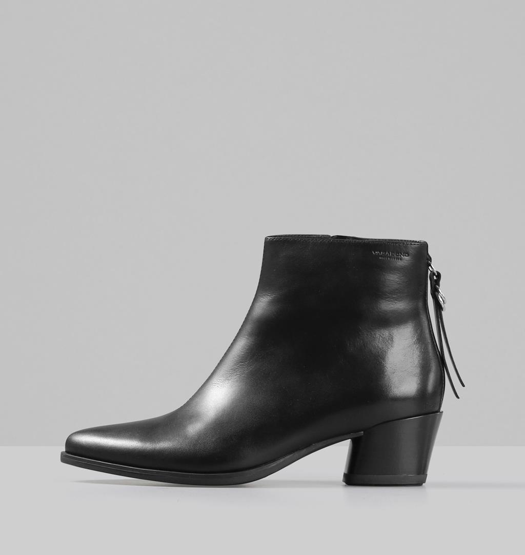 vagabond marja black leather western pointed ankle boots
