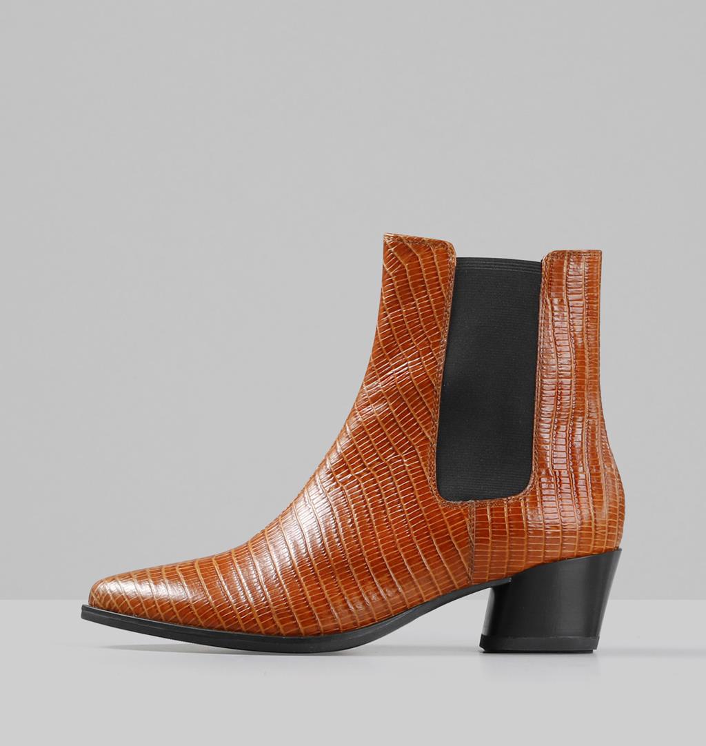 Lara Embossed leather Boots - Brown 