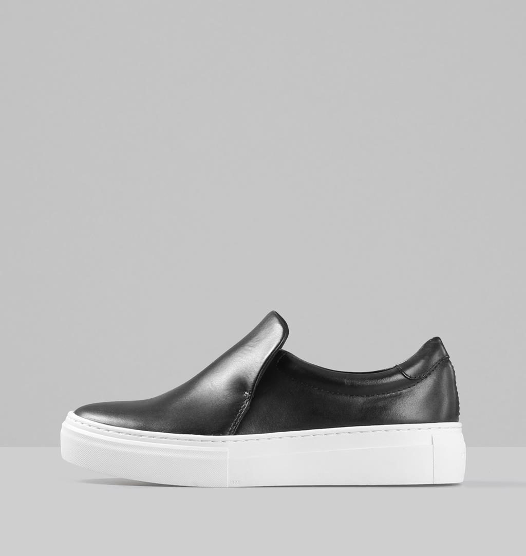 black platform slip on shoes