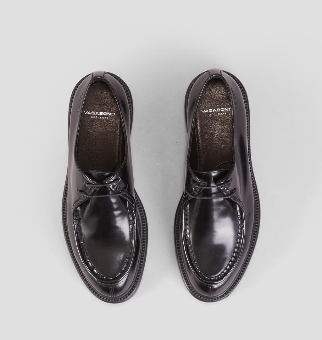 Alex w Polished leather Shoes - Black 