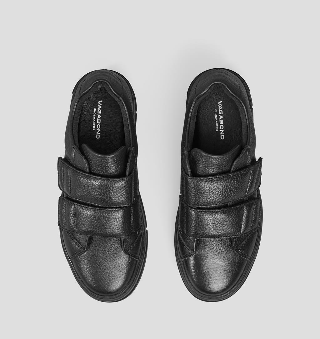 black leather sports shoes