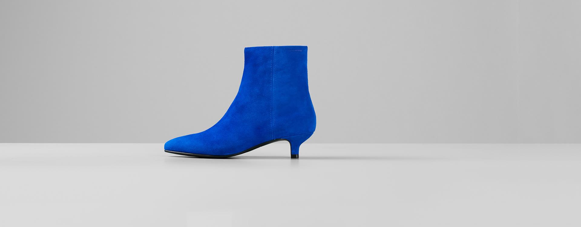 blue ankle boots low heel