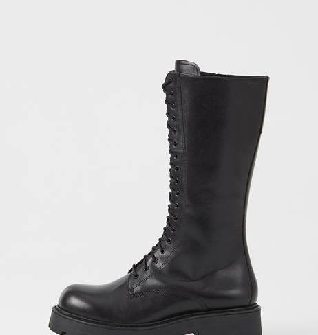 lamoda unforgiven high military calf boots in black