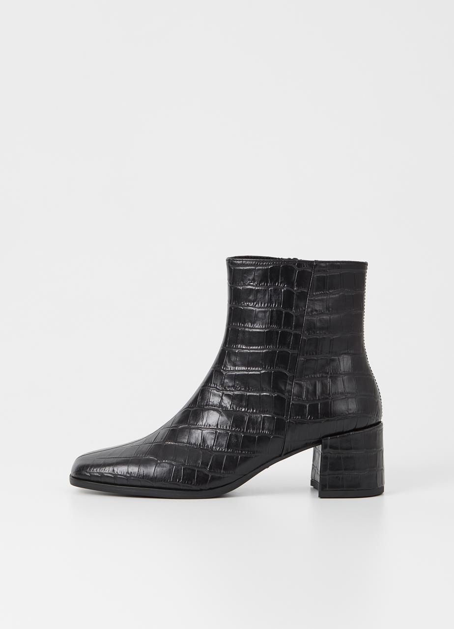 Stina Black Cow Leather Boots
