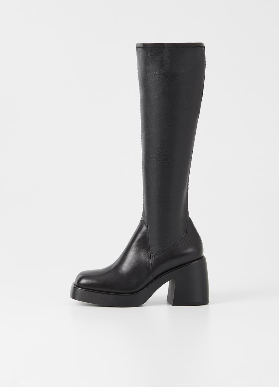 Brooke Black Cow Leather Tall Boots