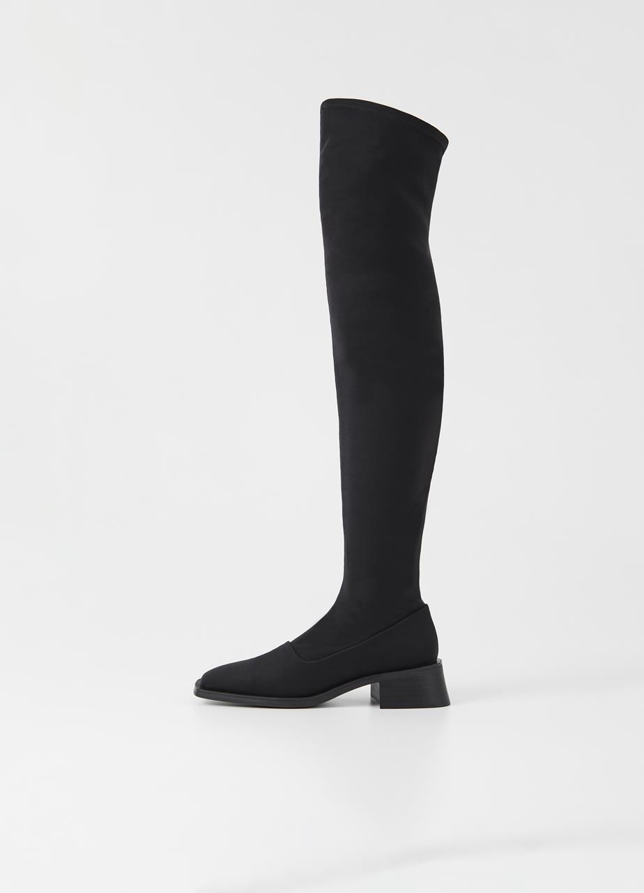 Blanca Black Textile Tall Boots