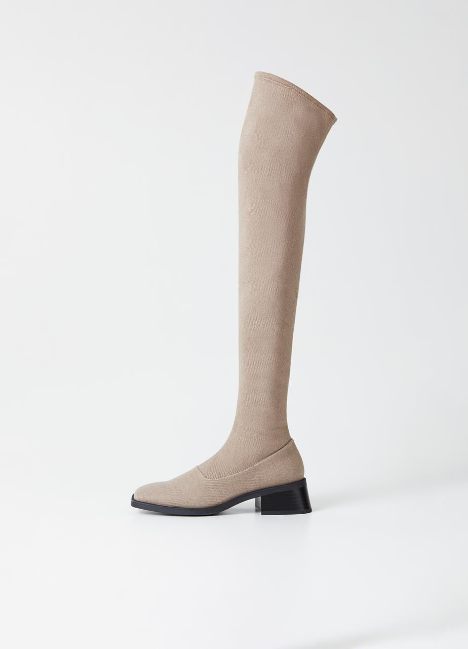 Blanca Beige Textile Tall Boots