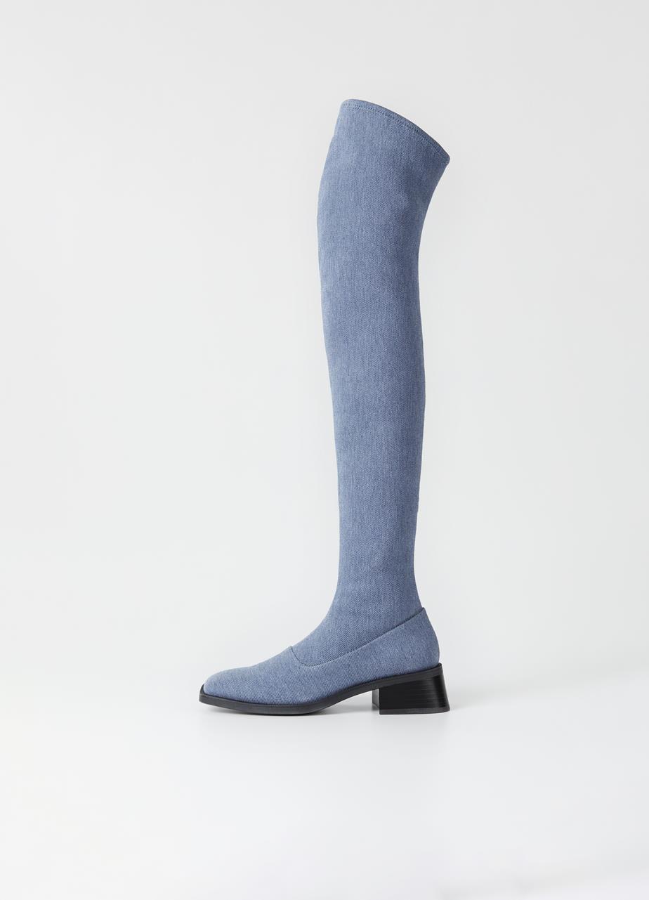 Blanca Mid Blue Textile Tall Boots