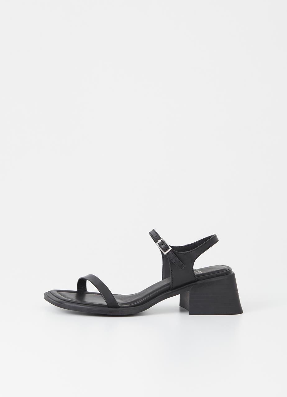 Ines Black Cow Leather Sandals