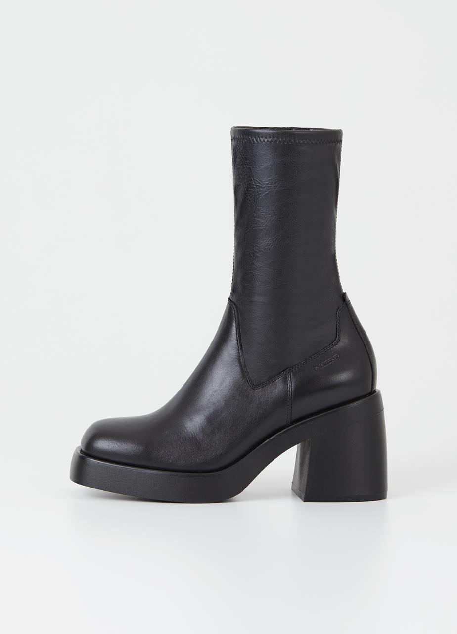 Brooke Black Cow Leather Boots