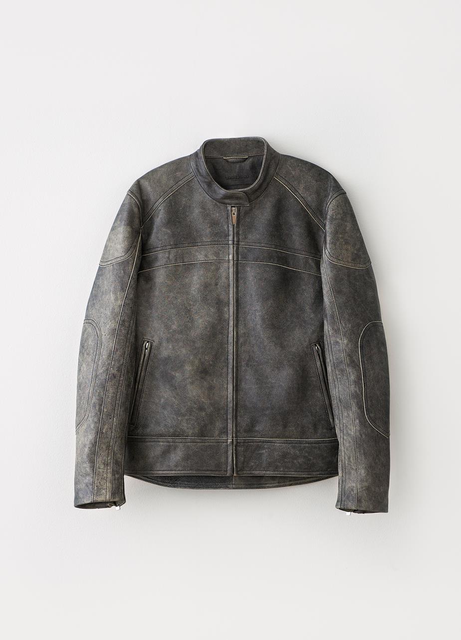 Moto jacket Dark Grey texture leather