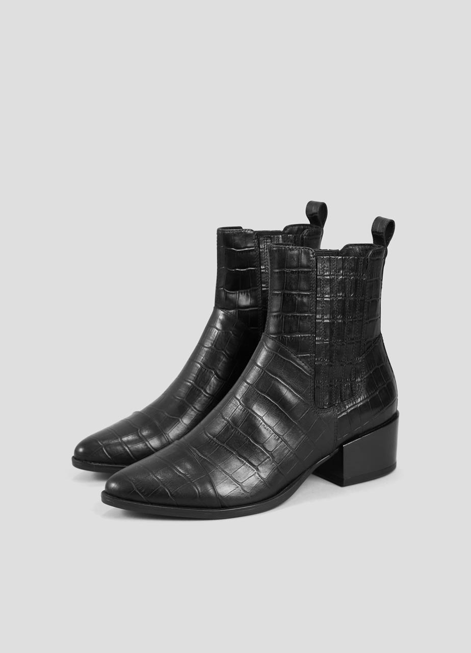 Marja Black croc embossed leather