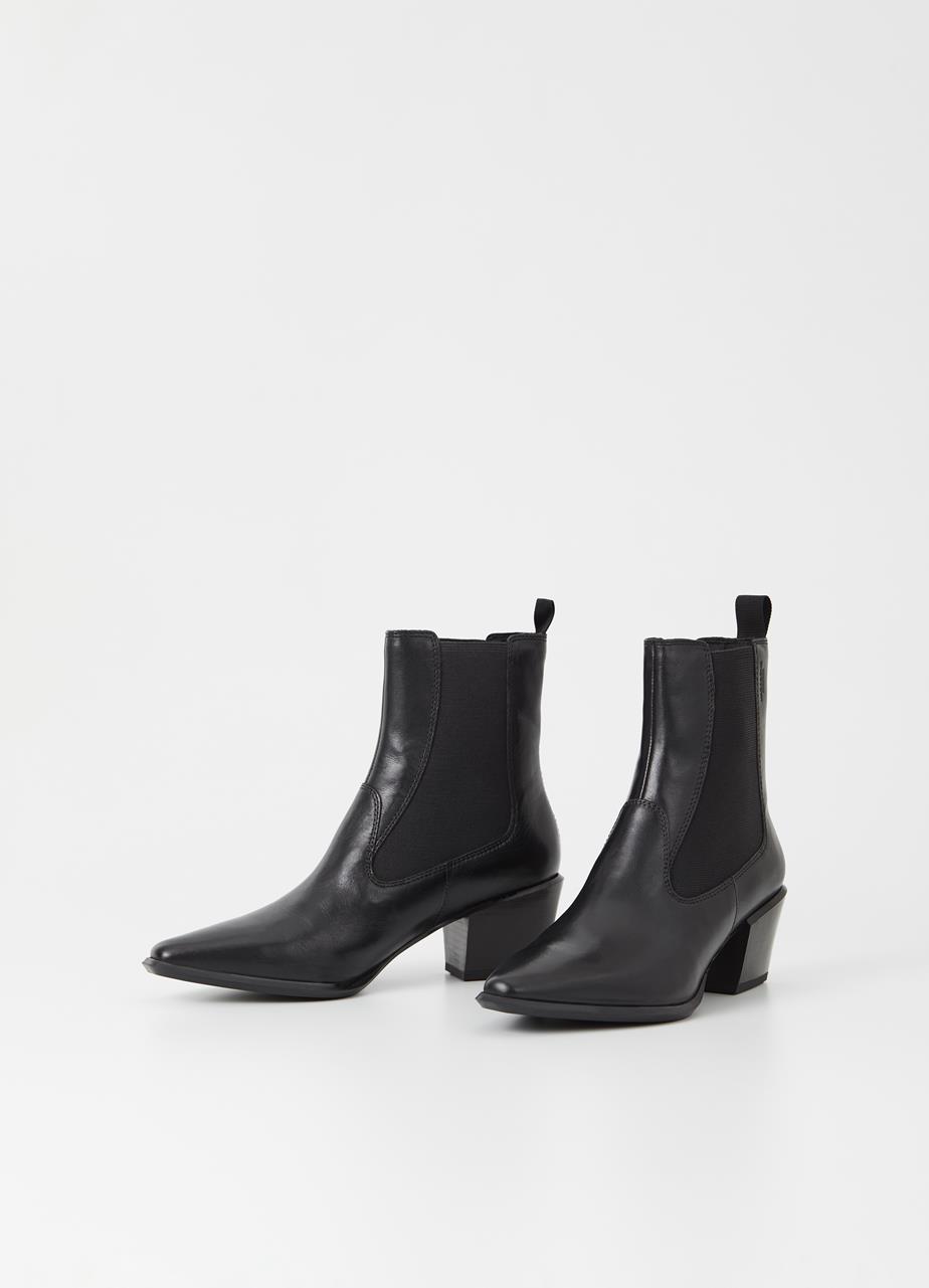 Betsy Black Cow Leather Boots