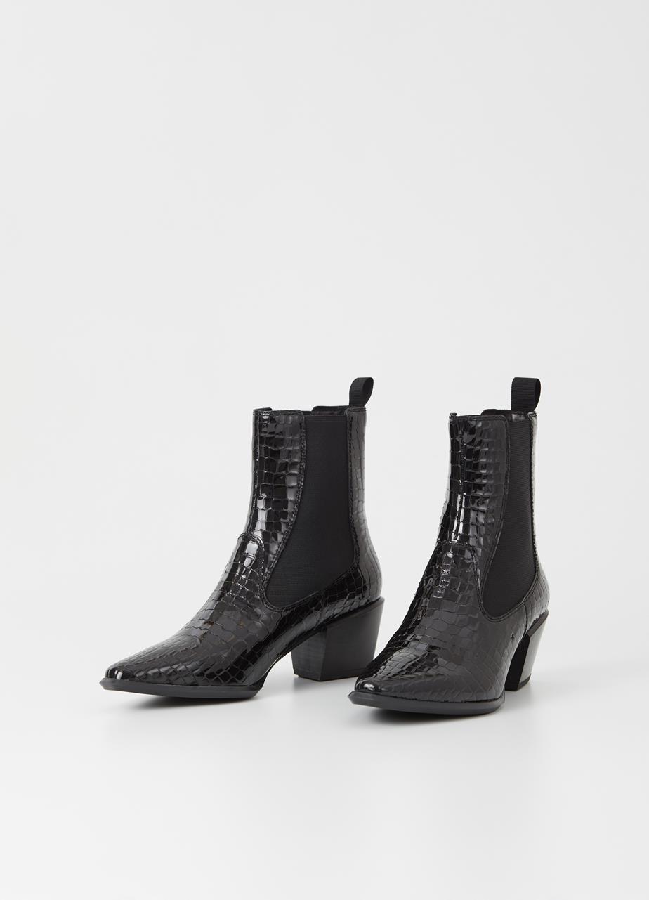 Betsy Black Cow Leather Boots