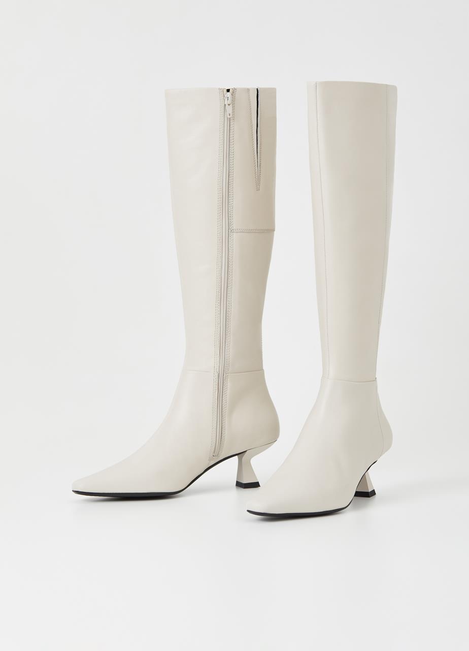 Lissie Off White Cow Leather Tall Boots