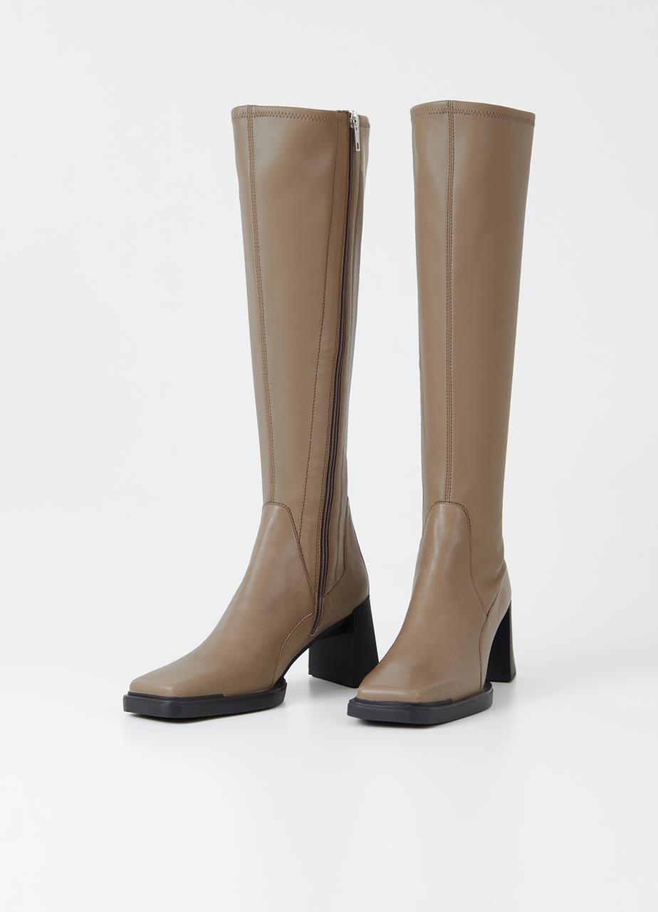 Edwina Truffle Cow Leather Tall Boots