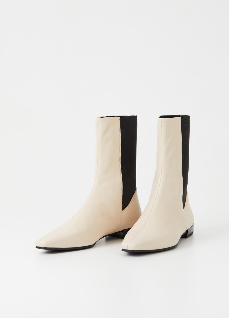 Lene Off White Cow Leather Boots