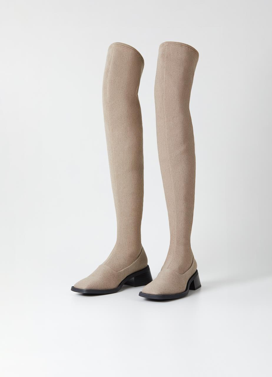 Blanca Beige Textile Tall Boots