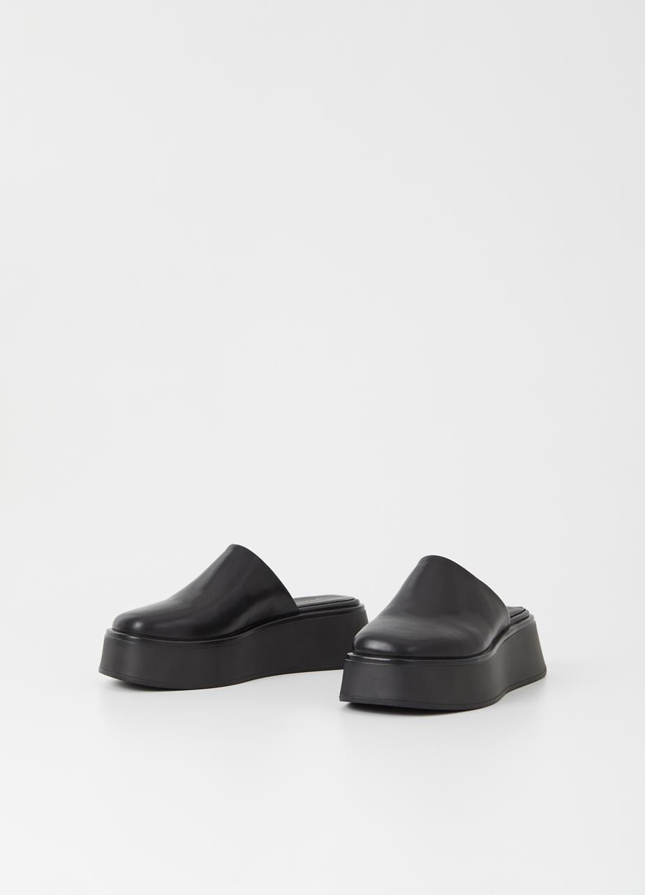 Courtney Black/Black Cow Leather Mules