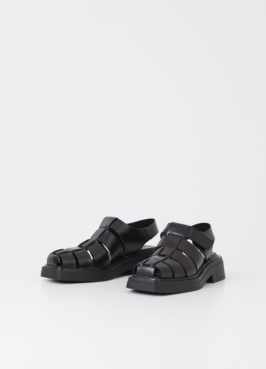 Eyra Black Cow Leather Sandals