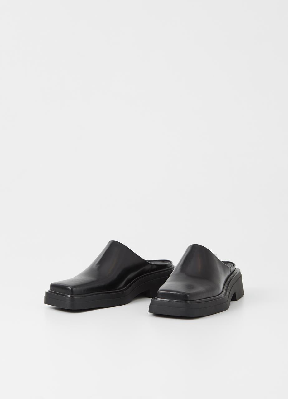 Eyra Black Cow Leather Mules