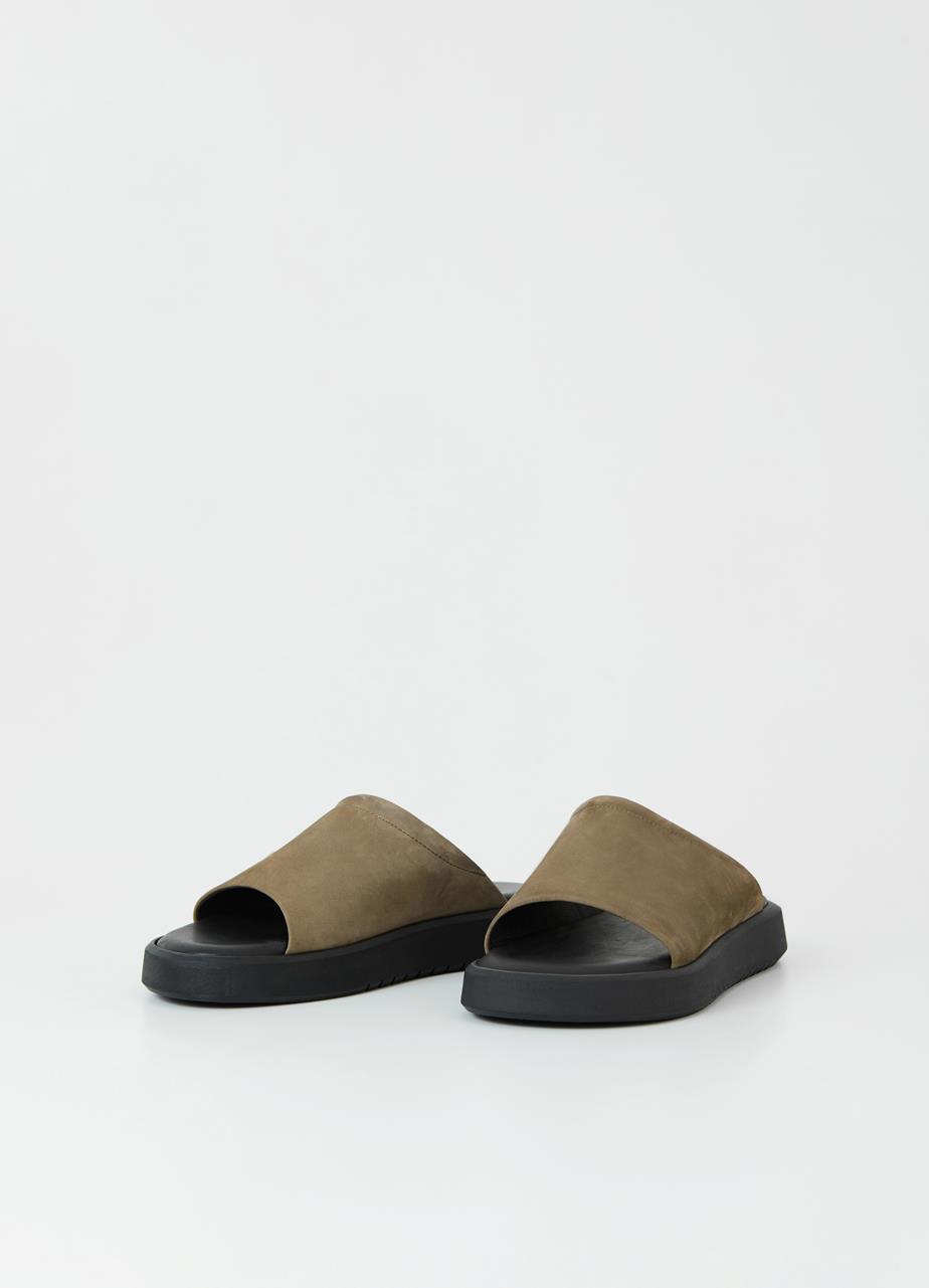 Nate Khaki Green Cow Leather Sandals