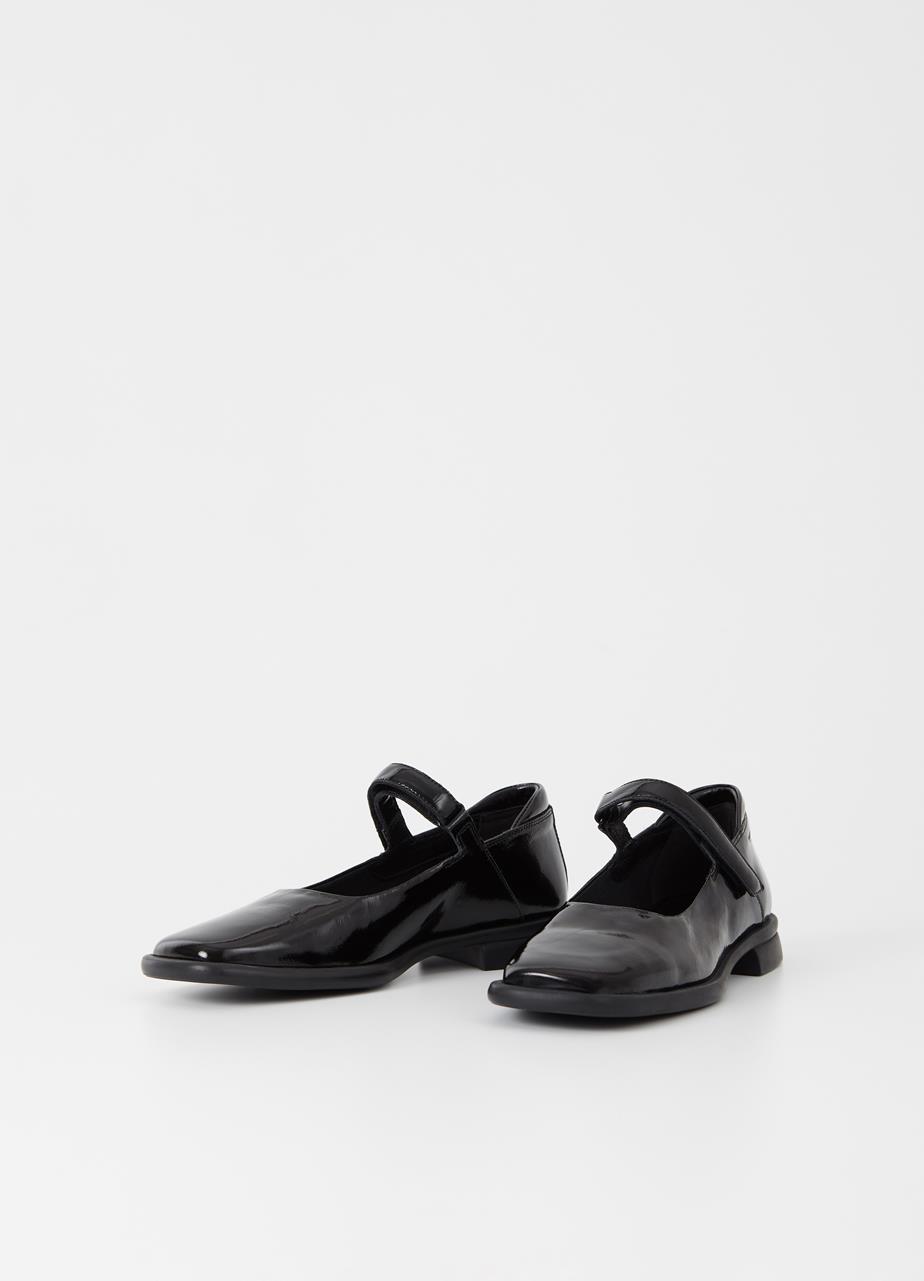 Brittie Black crinkled patent leather