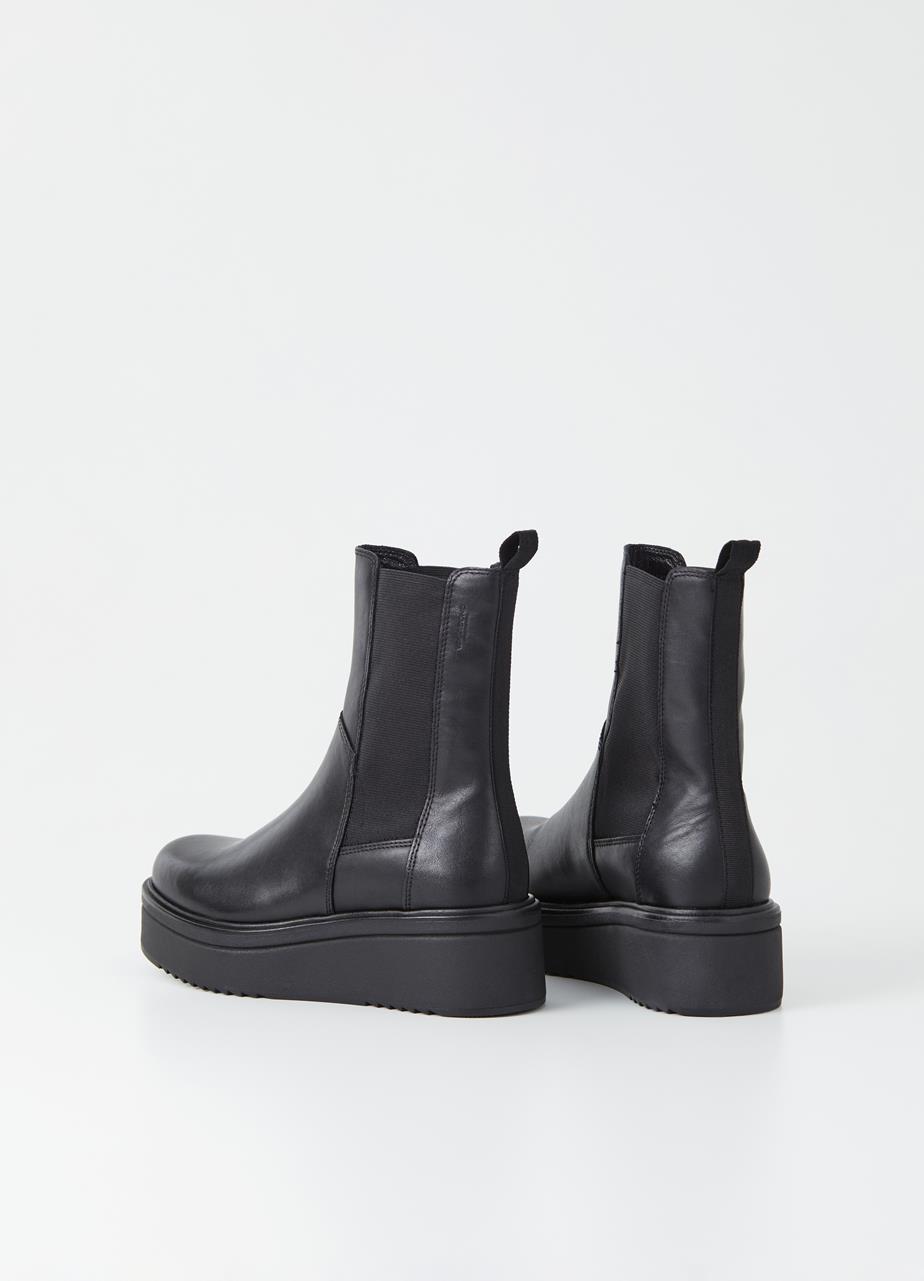 Tara Black Cow Leather Boots