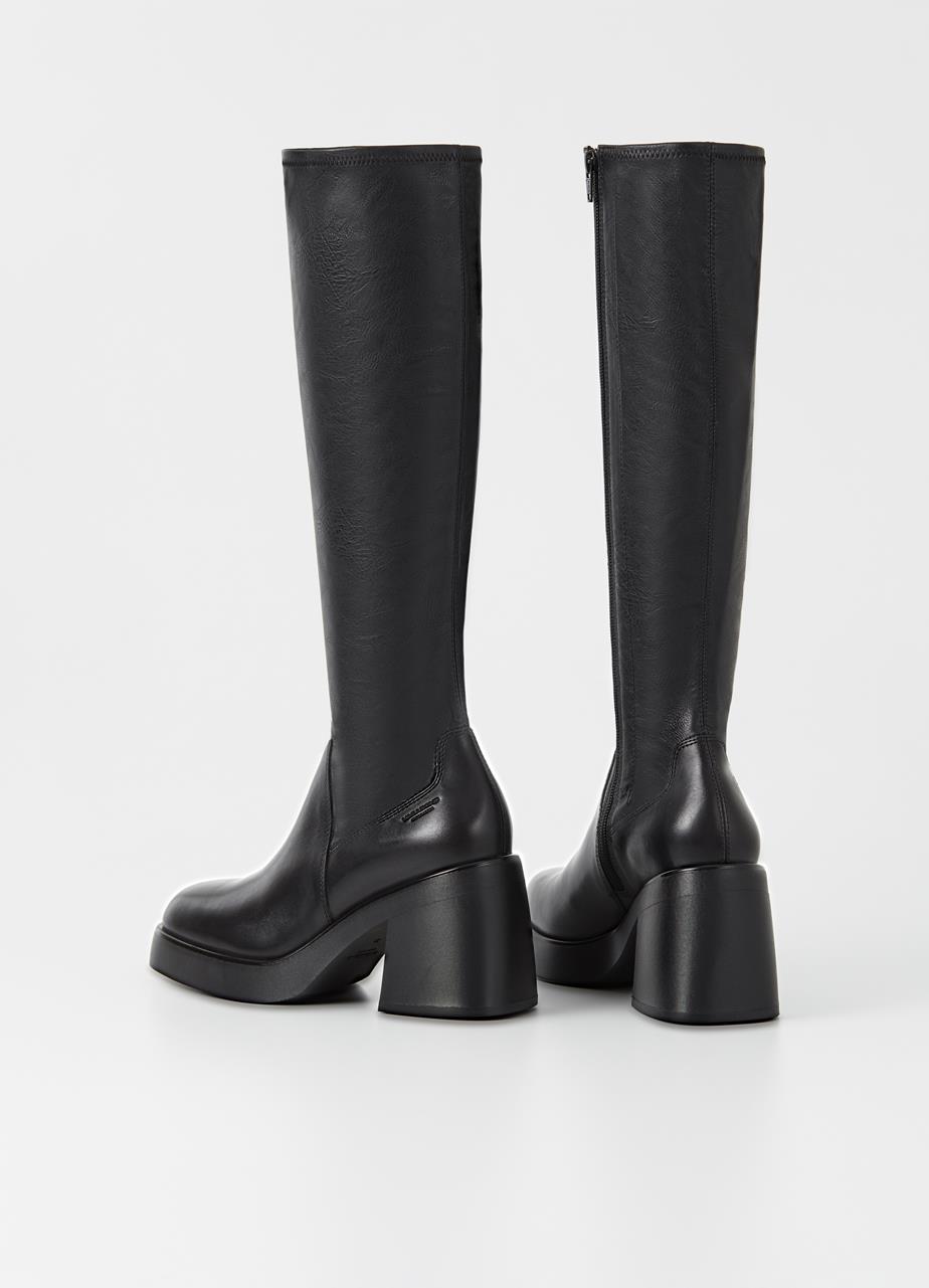 Brooke Black Cow Leather Tall Boots