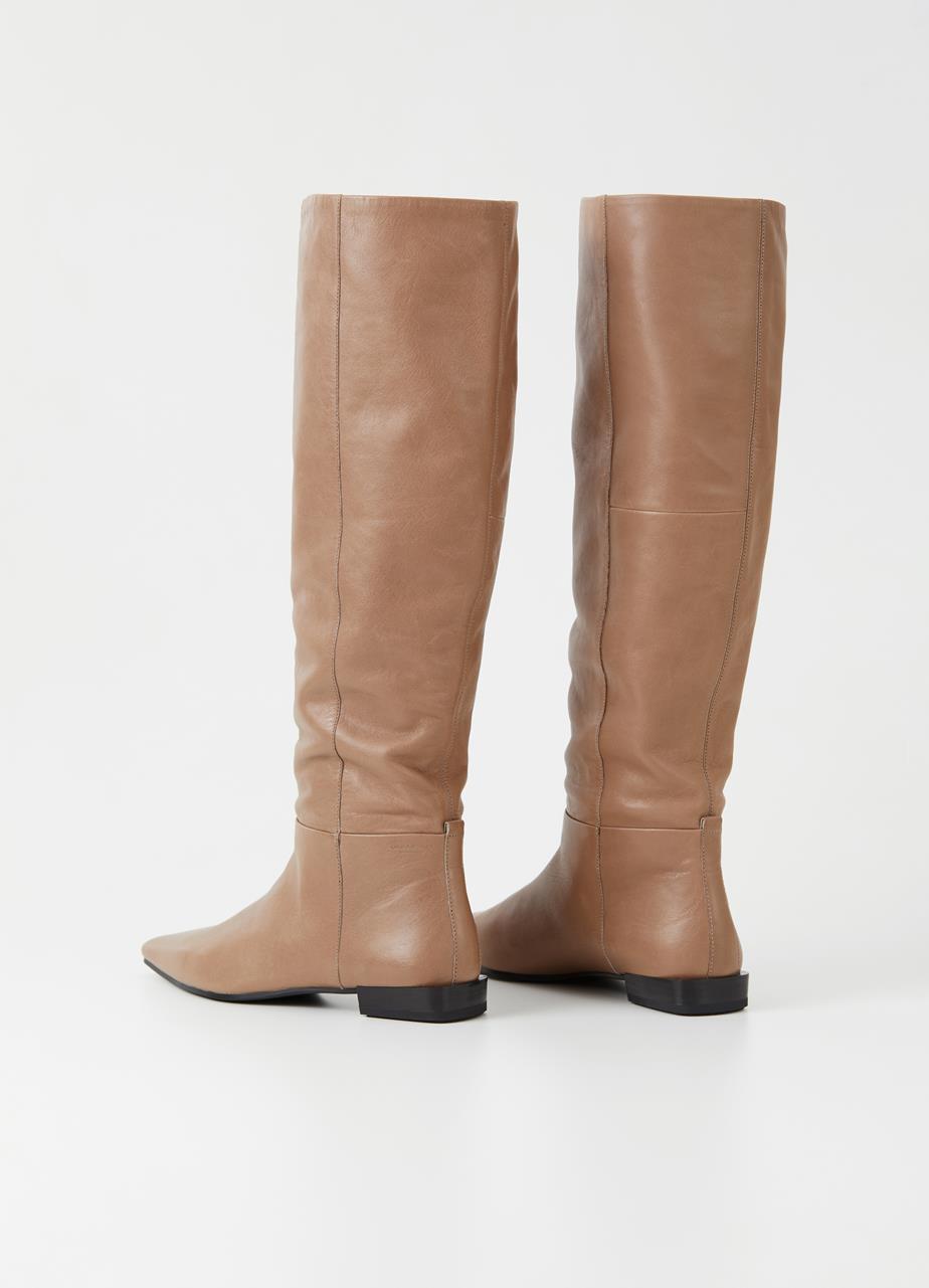 Lene Greige Cow Leather Tall Boots