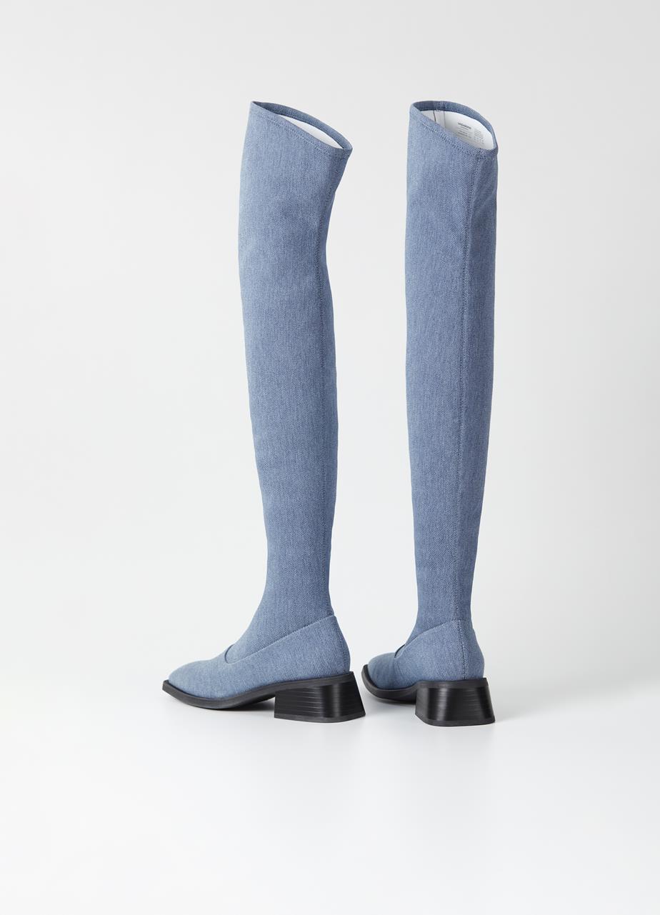 Blanca Mid Blue Textile Tall Boots