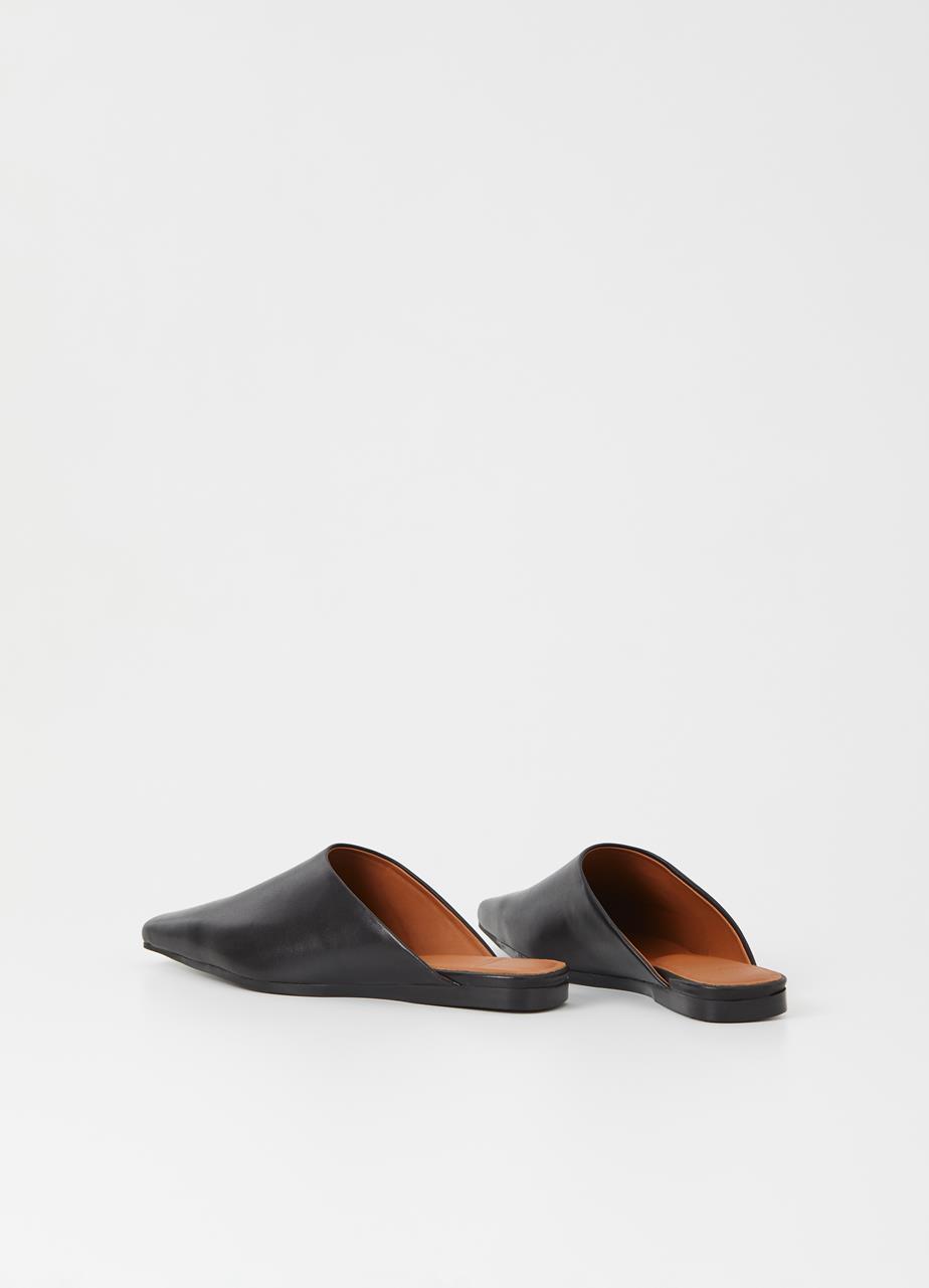 Wioletta Black Cow Leather Mules