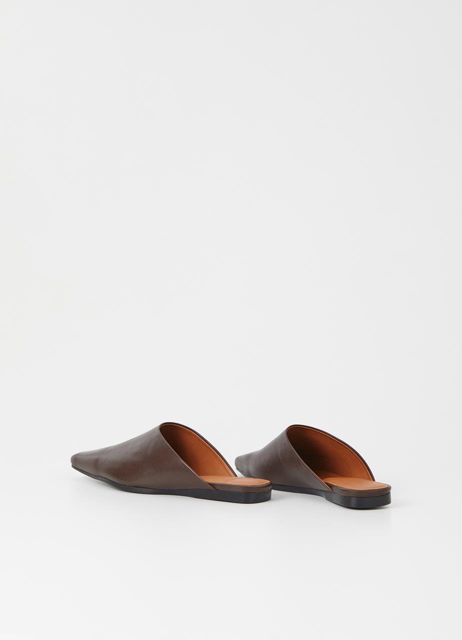 Wioletta Chocolate Cow Leather Mules