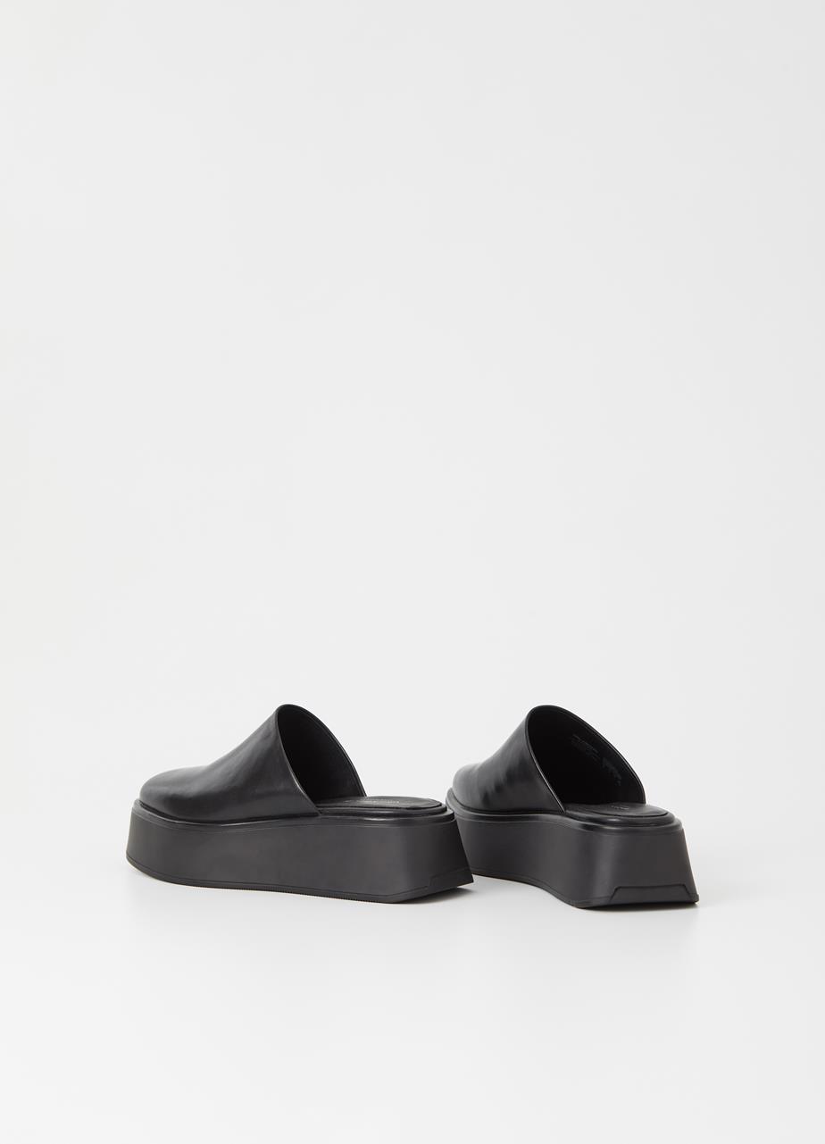 Courtney Black/Black Cow Leather Mules