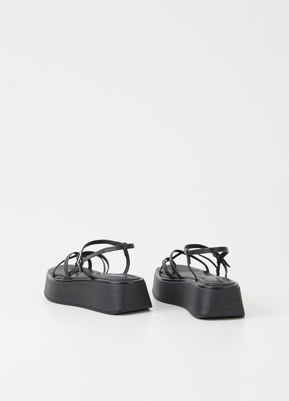 Courtney Black/Black Cow Leather Sandals