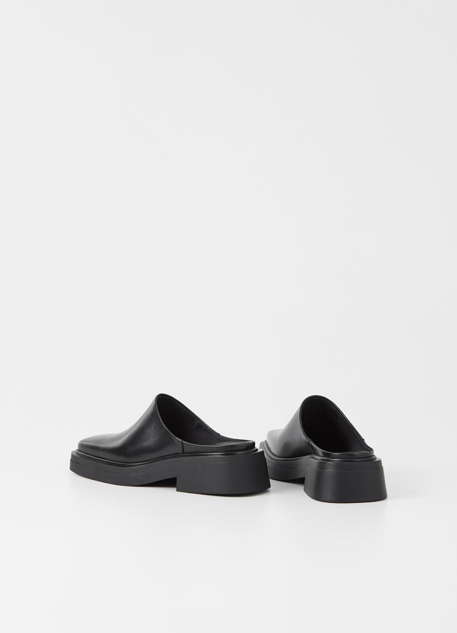 Eyra Black Cow Leather Mules