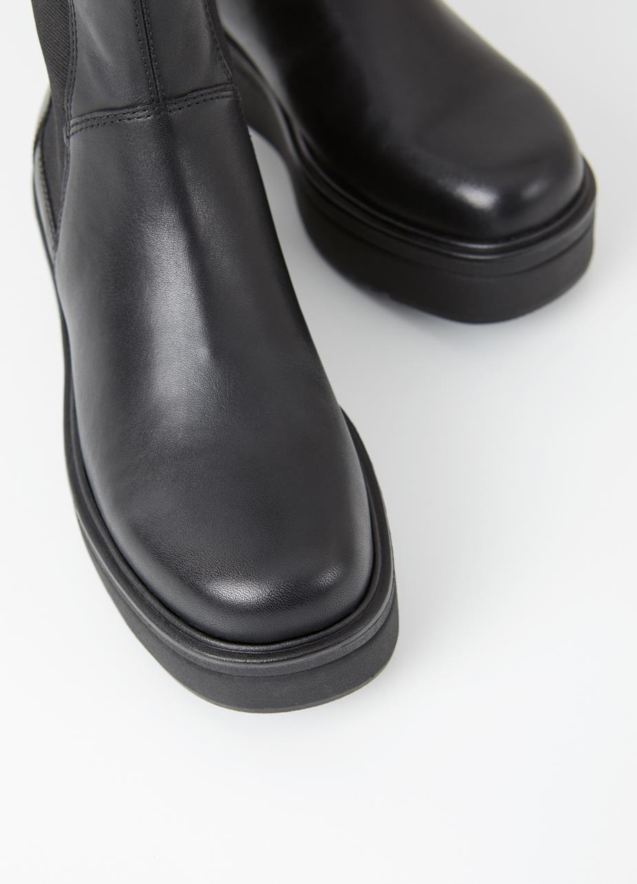 Tara Black Cow Leather Boots