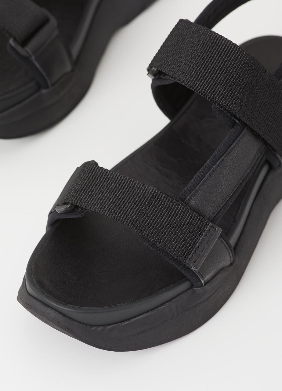 Lori Black/Black Cow Leather Sandals