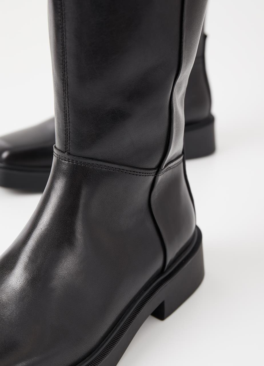Jillian Black Cow Leather Tall Boots