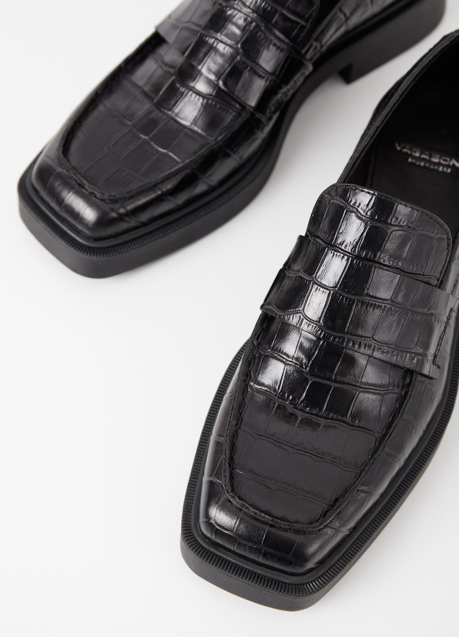 Jıllıan Black croc embossed leather