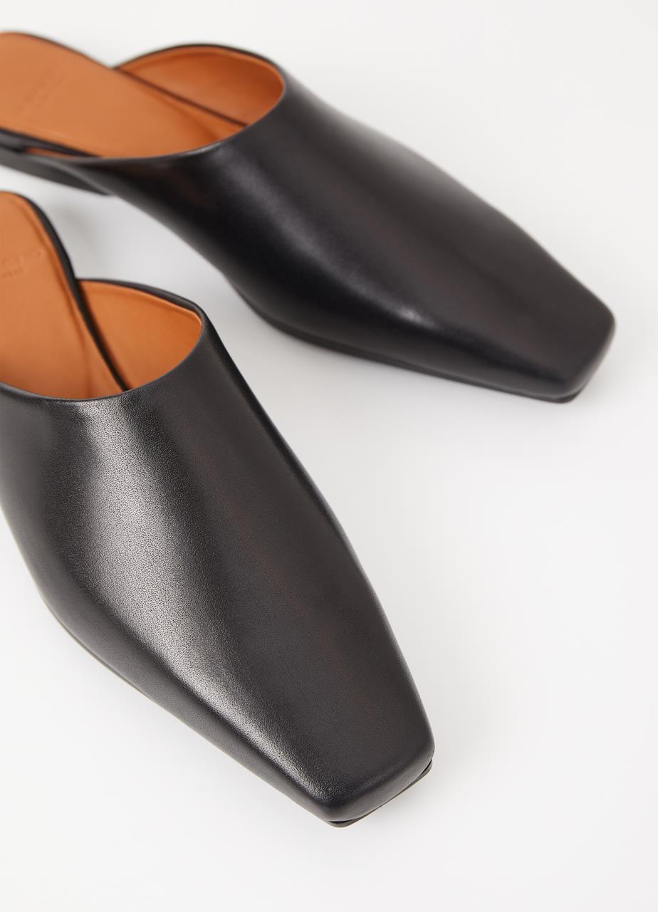 Wioletta Black Cow Leather Mules