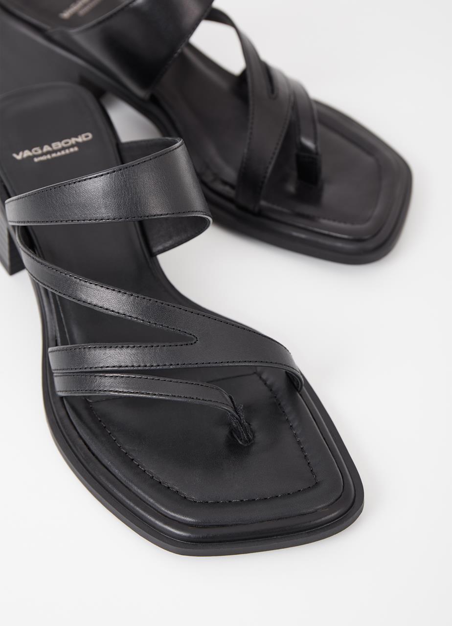 Ines Black Cow Leather Sandals