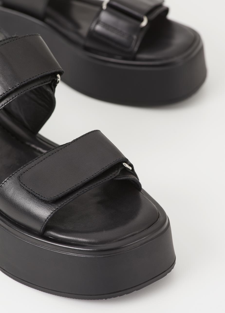 Courtney Black/Black Cow Leather Sandals