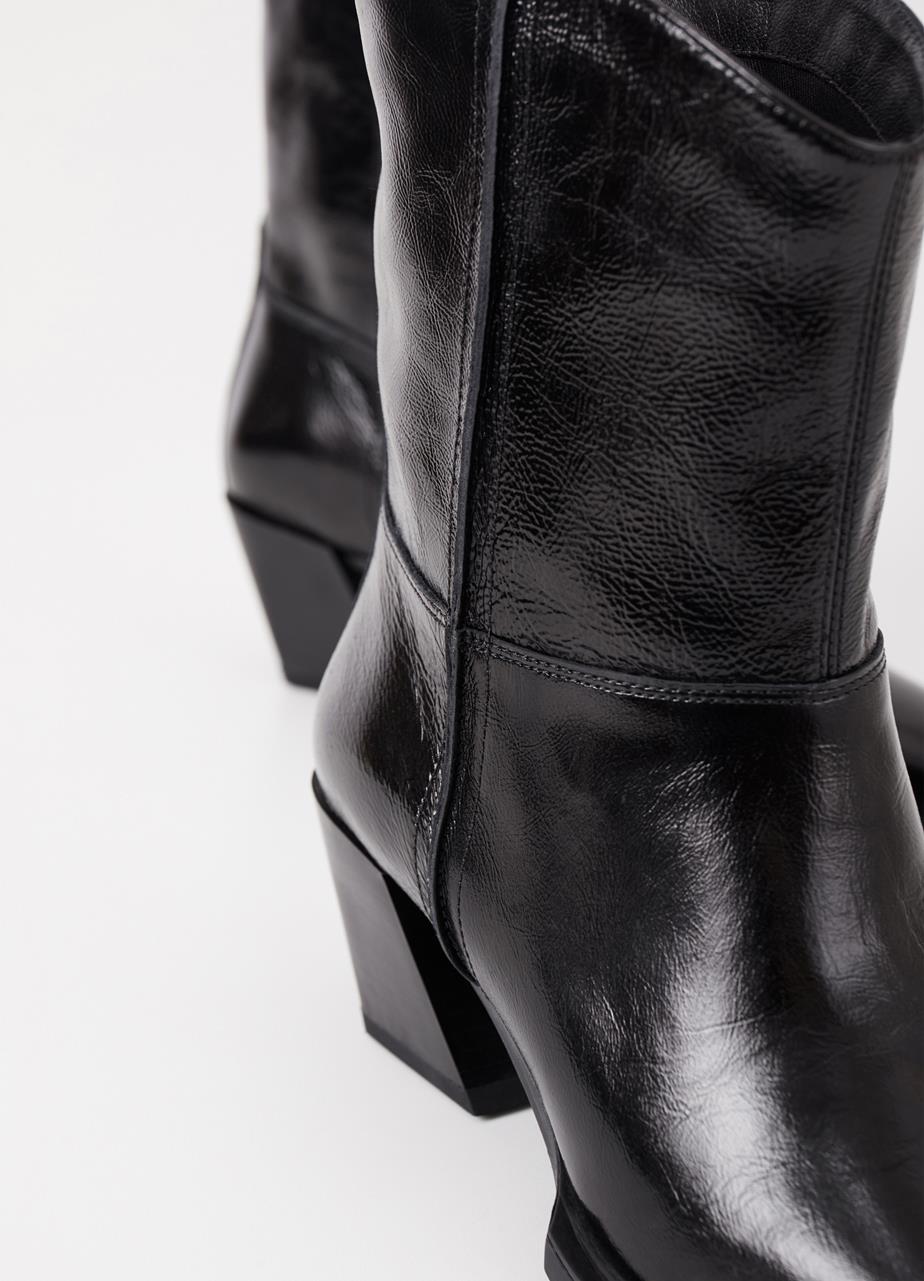 Alina Black crinkled patent leather