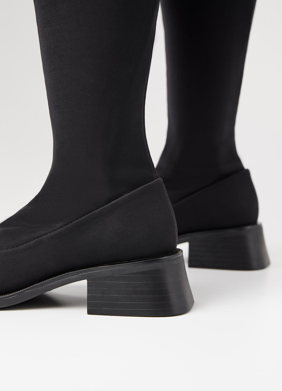 Blanca Black Textile Tall Boots