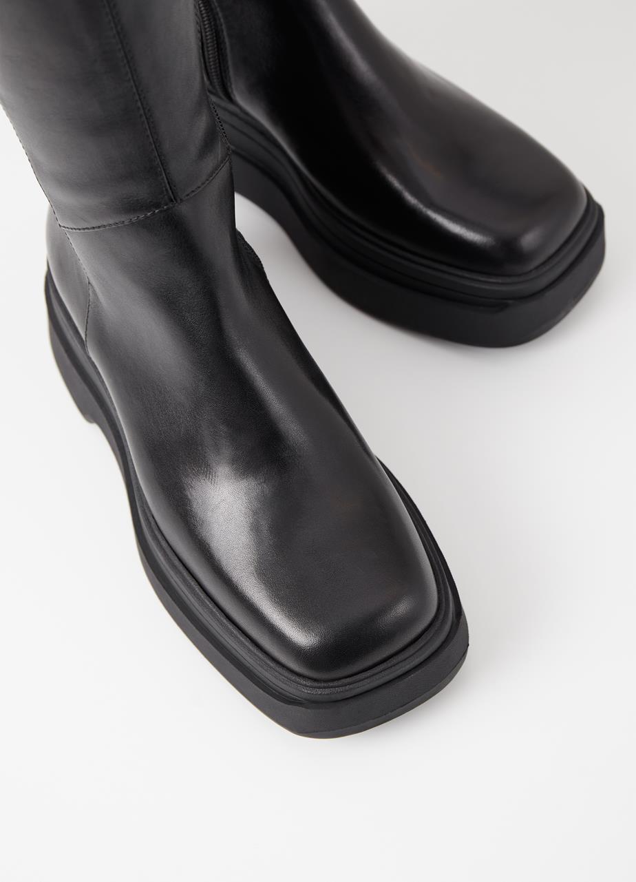 Carla Black Cow Leather Tall Boots