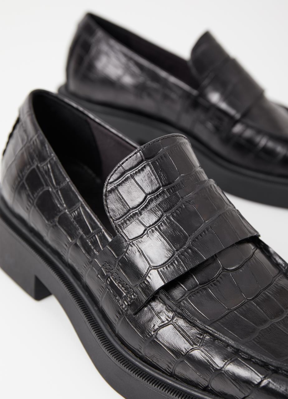 Jillian Black croc embossed leather