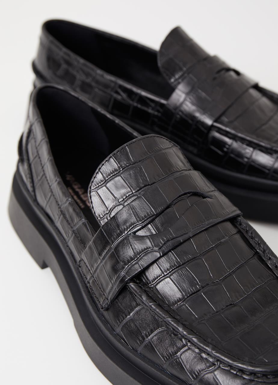 Mike Чёрный croc embossed leather